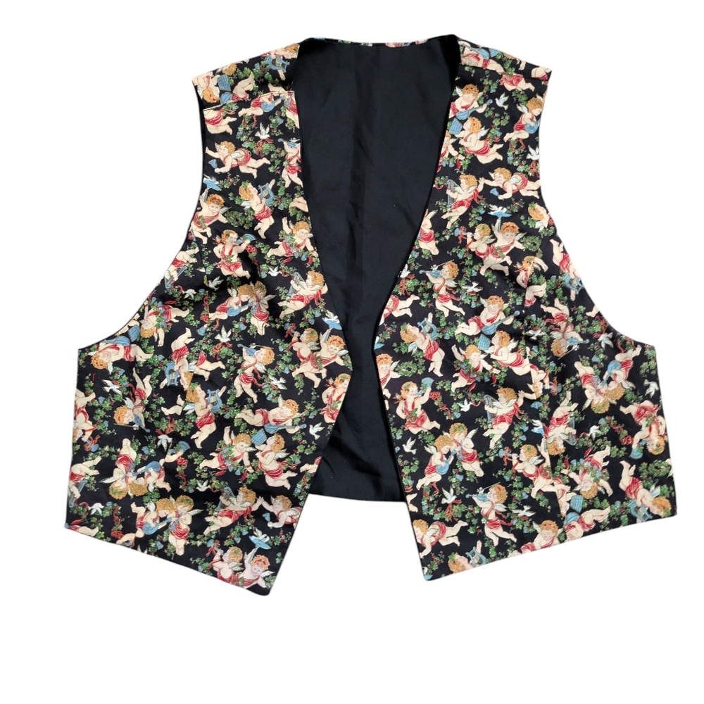 Vintage Handmade Cherub Angels Vest Women's‎ Open Front *Medium See Measurements